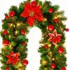 Door Wreath 2.7m Festive Adjustable Realistic Decoration Christmas Artificial Winter Wreaths For Indoor Outdoor Wall Railing