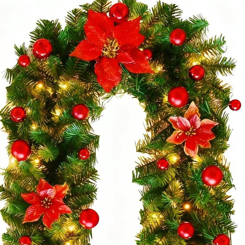 Door Wreath 2.7m Festive Adjustable Realistic Decoration Christmas Artificial Winter Wreaths For Indoor Outdoor Wall Railing