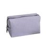 Striped Seersucker Makeup Pouch Large Capacity Durable Zipper Portable Compact Cosmetic Storage Bag for Short Trip Use