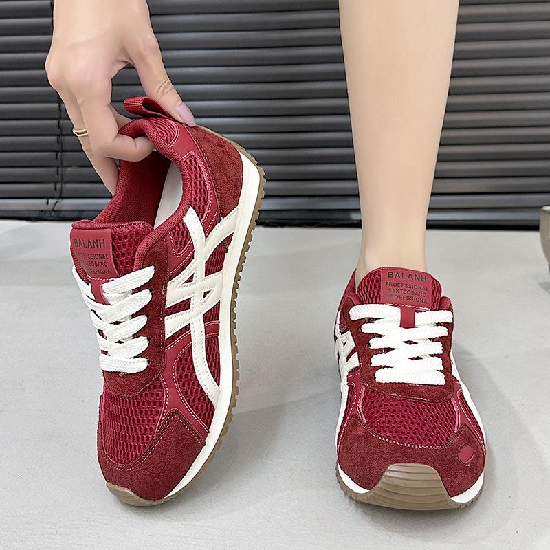 

Breathable retro women s summer and autumn mesh versatile fashion platform casual running sneakers 40 красный