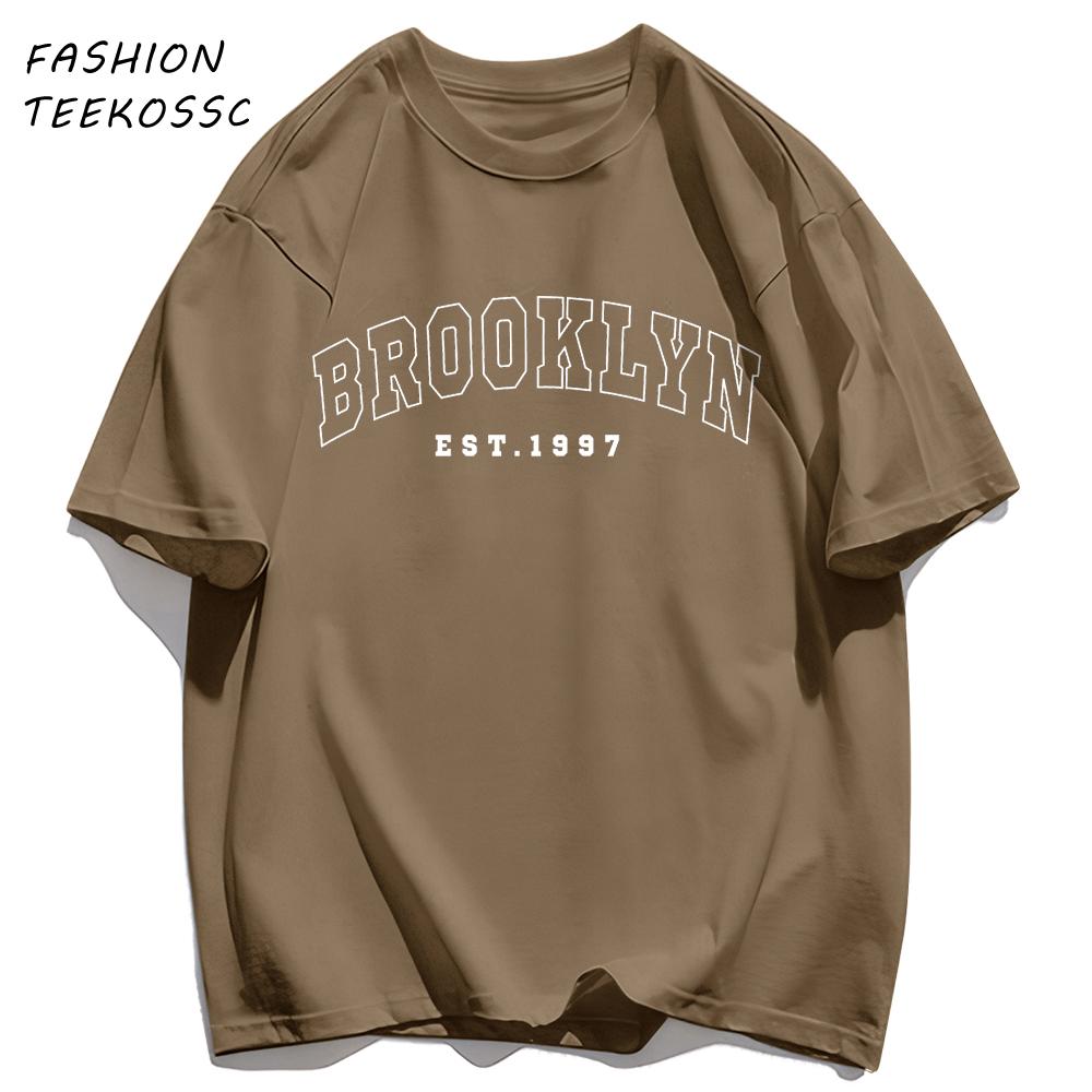 Brooklyn Est 1997 City Usa Printing Men TShirt Summer Casual T Shirts AllMatch Crewneck Tops Oversized Soft Streetwear