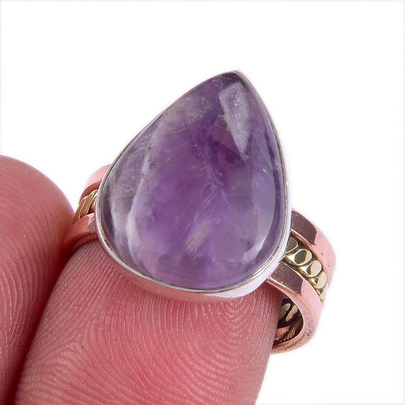 

Natural Tiffany Stone Gemstone Two Tone 925 Sterling Silver Gift Ring S.7 T3k06