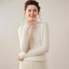Women's Cable Knit Cashmere Sweater - 12-Gauge, Lychee Pattern, Half-High Neck, Fleece Lining, Twist Design, Wool Base Layer