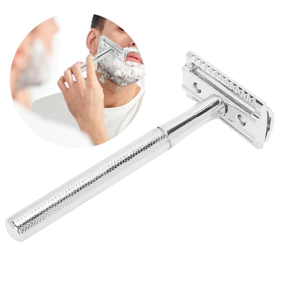 Men Manual   Zinc Alloy NonSlip CloseFitting DoubleSided Blade Shaving Knife(Silver )