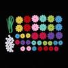 1 Pack DIY Craft Iron Wire Button Felt Rainbow Flower Bouquets Kit, Sewing