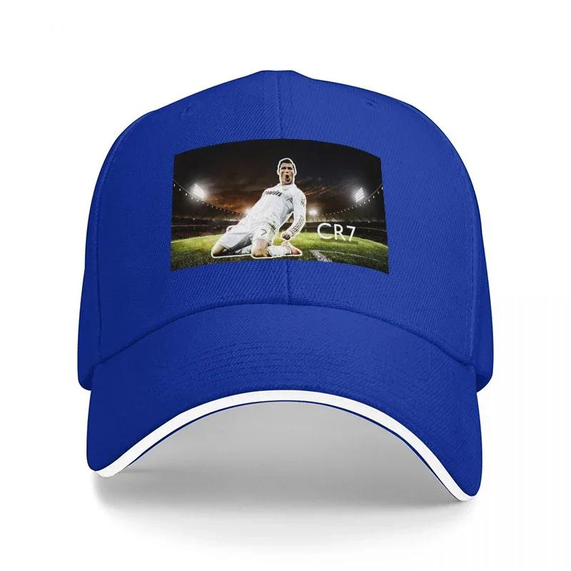 CR7 Football Legend Stadium Scene Baseball Cap Black with White Trim Premium Sports Hat for Fans and Style Enthusiasts