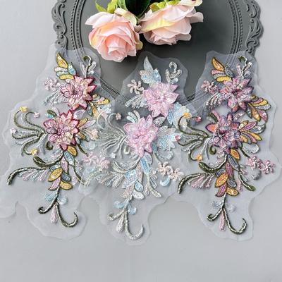 Fil résille style chinois, Paillettes perlées, Fleurs tridimensionnelles, Autocollants en tissu brodé, Cheongsam, Robe, Vêtements de scène