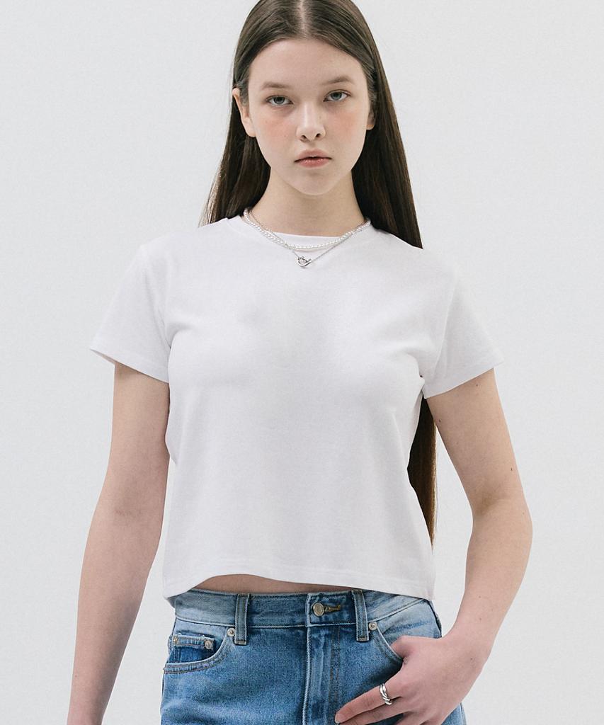Damiswi Basic Semi Crew Neck T-Shirt_White