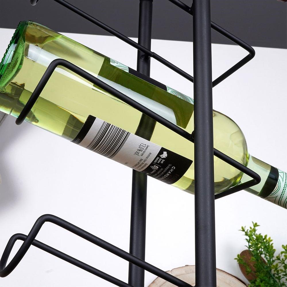 Stojak Metalowy Czarny Wino Alkohol Regał Szafka Półka na Wina 6 Butelek