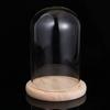 Eternal Flower Glass Dome 9X15Cm Transparent Diy Craft Display For Valentine Gift Glass Cover With Wooden Base Storage