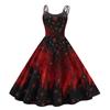 Women's Fashionable Halloween Print Off Shoulder Spaghetti Strap Dress
