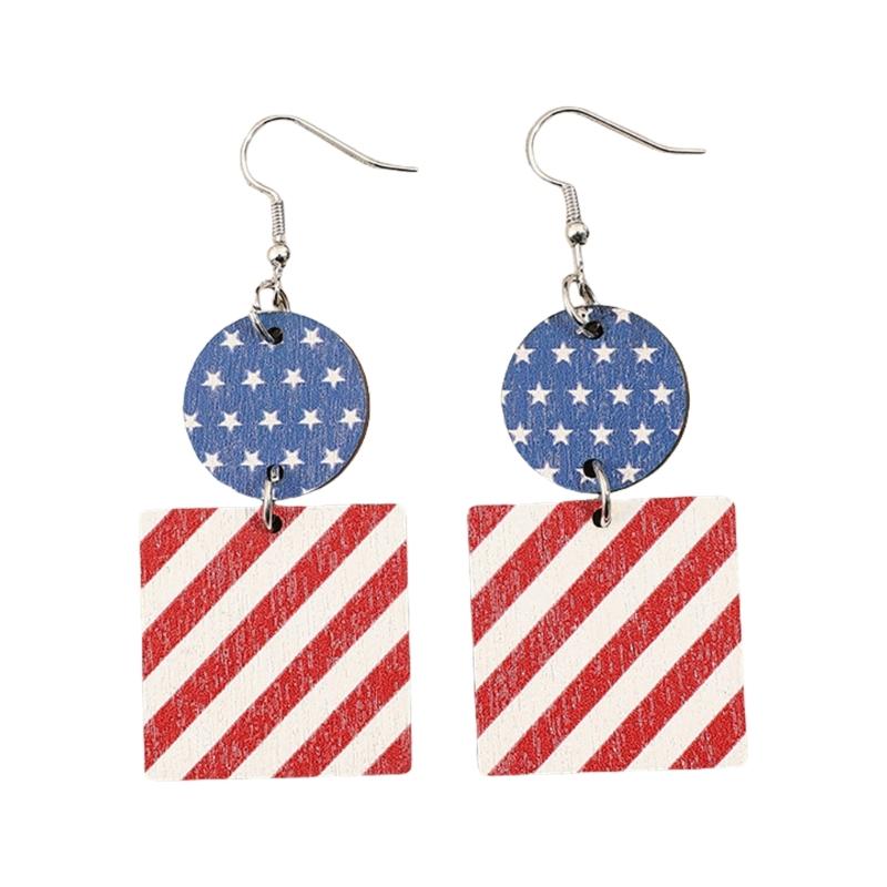 

Vintage Styles Patriotic Earrings Featuring Layer Printing and American Flag Sequins for Independence Day Celebrations