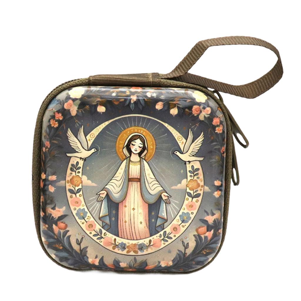 Rosary Prayer Bag Zipper Rosary Pouches Religious Jewelry Storage Box for Prayer Bead Earrings Portable Headphone Bag