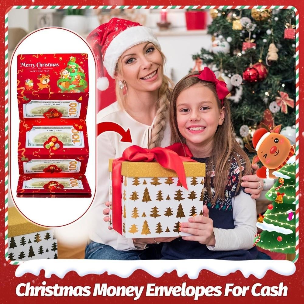 Santa Claus Christmas Cash Gift Envelope Christmas Tree with 10 Slots Folding Banknote Card Christmas Money Holders