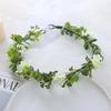 Bohemian Festival Wedding Flower Crown Photo Props Rose Green Leaf Floral Headpiece Hair Wreath Spring