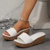 Zomer nieuwe witte sleehak slippers dames, één band met dikke zolen muffin sandalen, verhogende waterdichte tafel sandalen