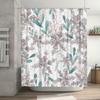 Floral Pattern Shower Curtain Waterproof Decorative Bath Mat Housewarming Gift for Bathroom