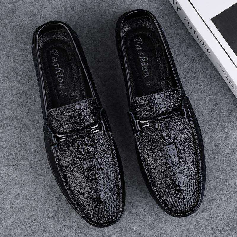 Pantofi Rochie Slip-on cu Model Crocodil Piele Naturală Mocasini Italieni pentru Bărbați Pantofi Casual Formali pentru Bărbați Pantofi Plați pentru Timp Liber Plimbare Conducere