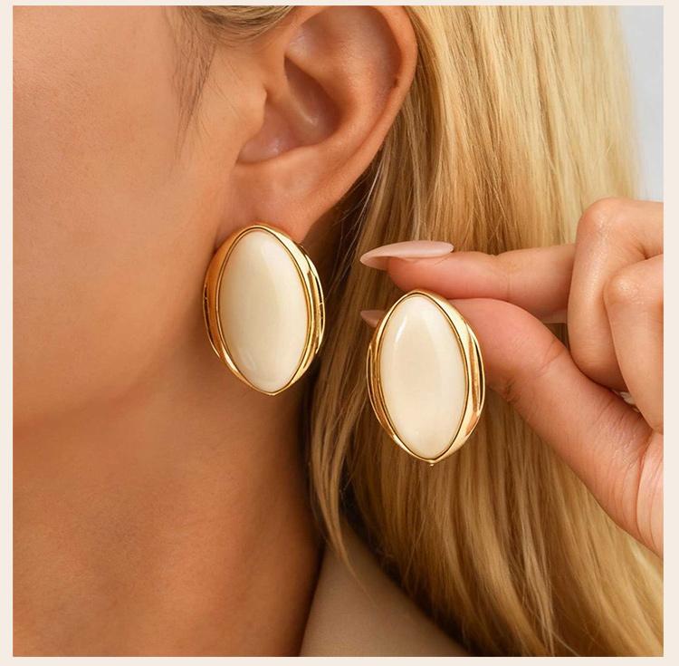 Statement Geometric Resin Stud Earrings for Women, Retro Ellipse Fashion Earrings, Wedding Bride Party Jewelry Gift