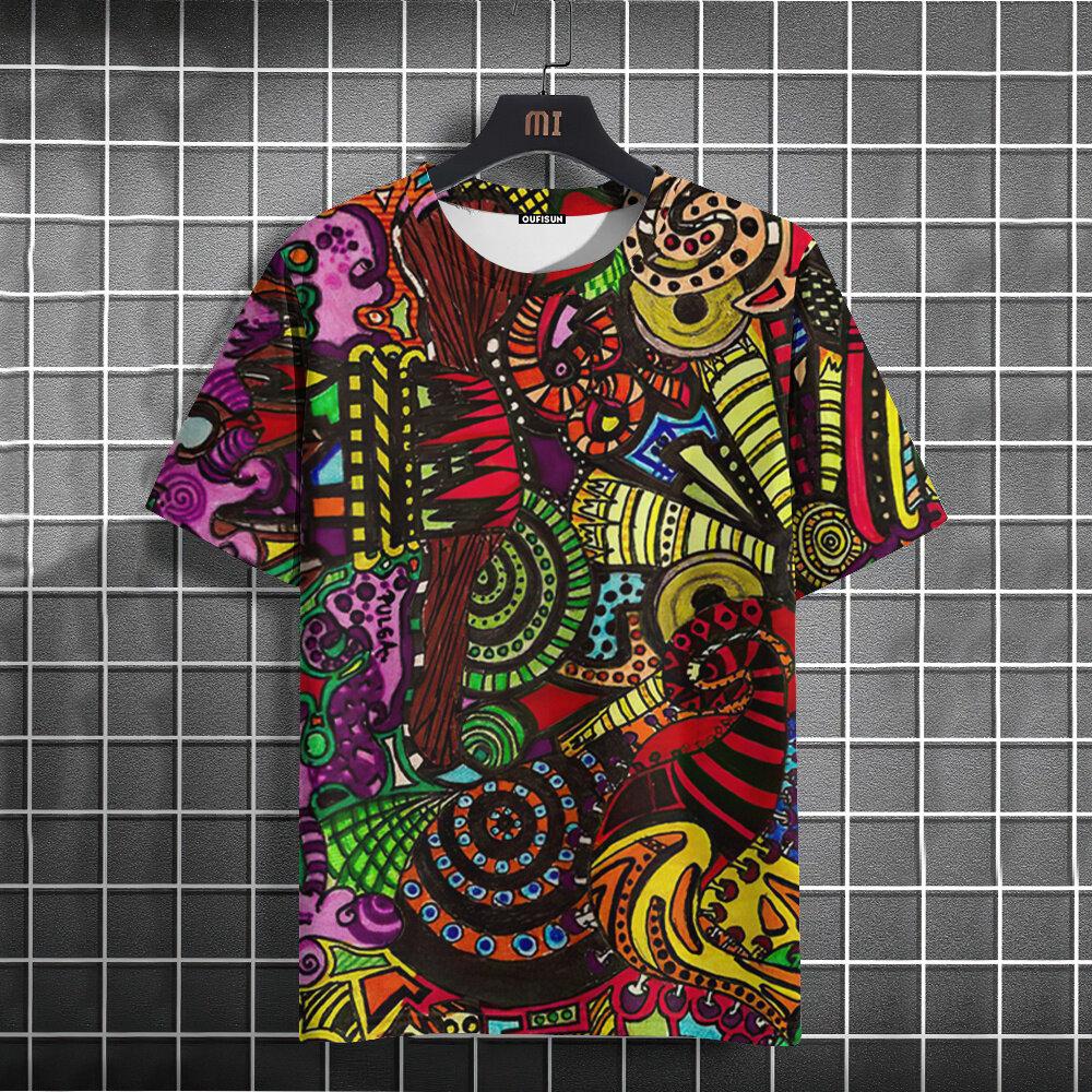 New Summer Men's T-Shirt 3D Ethnic Style Print Short Sleeve Casual Fashion T-Shirt for Men O Neck Tops Oversized Men's Clothing