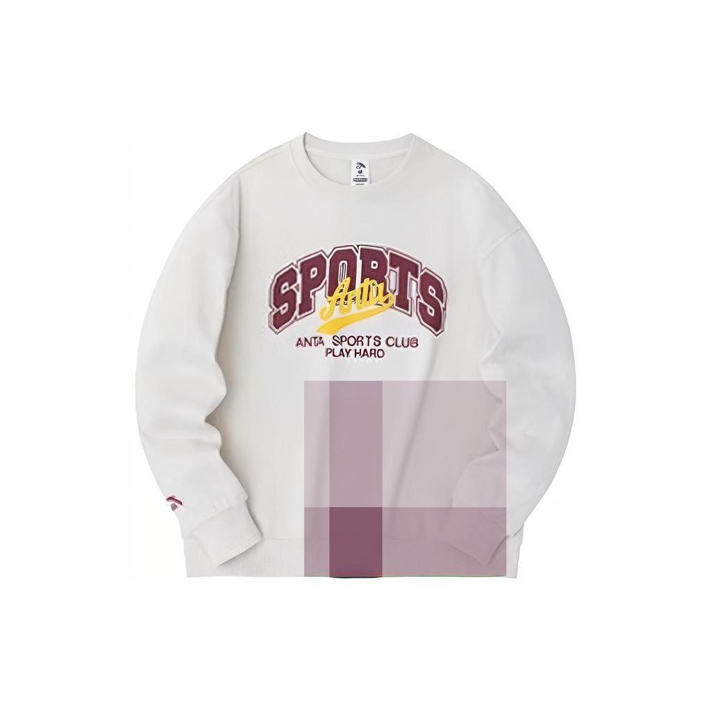 Anta Lifestyle Series Letter Round Neck Pullover Sweatshirt Women Sweatshirt Stone-White 162338707-1