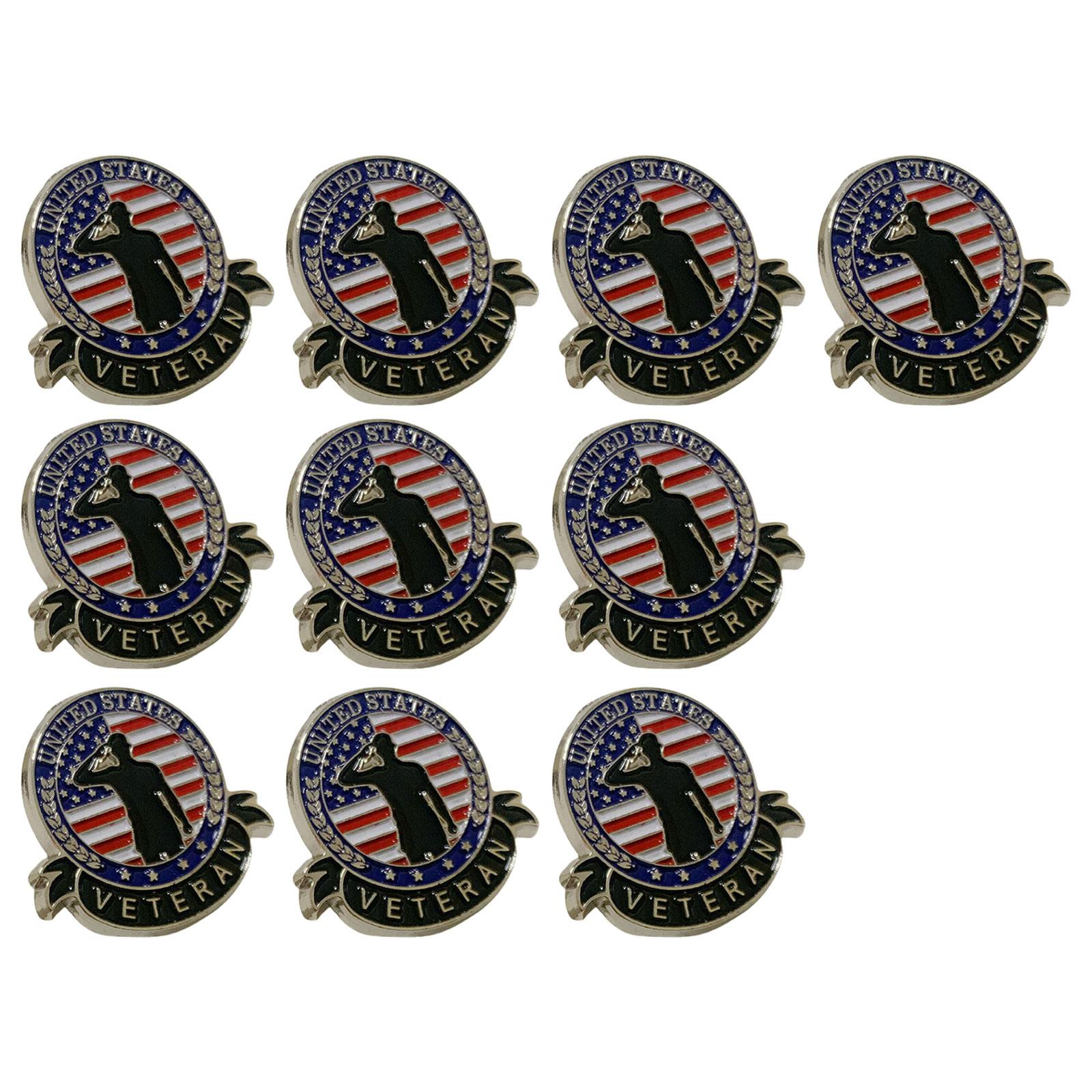 

Elegant Veterans Honor Badge Sturdy Alloy Finish Patriotic Lapel Pins Portable Decoration for Clothing and Accessories серебряный