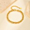 18k Gold Plated Stainless Steel Chain Bracelet for Women Non-tarnish, Adjustable Statement Geometric Link Jewelry Gift