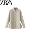 Zab Autumn New Women's Clothing Fashion Style French Design Cotton Leisure Long Sleeves Lapel Shirt 9069601