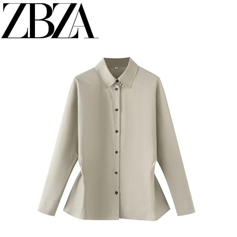 Zab Autumn New Women's Clothing Fashion Style French Design Cotton Leisure Long Sleeves Lapel Shirt 9069601