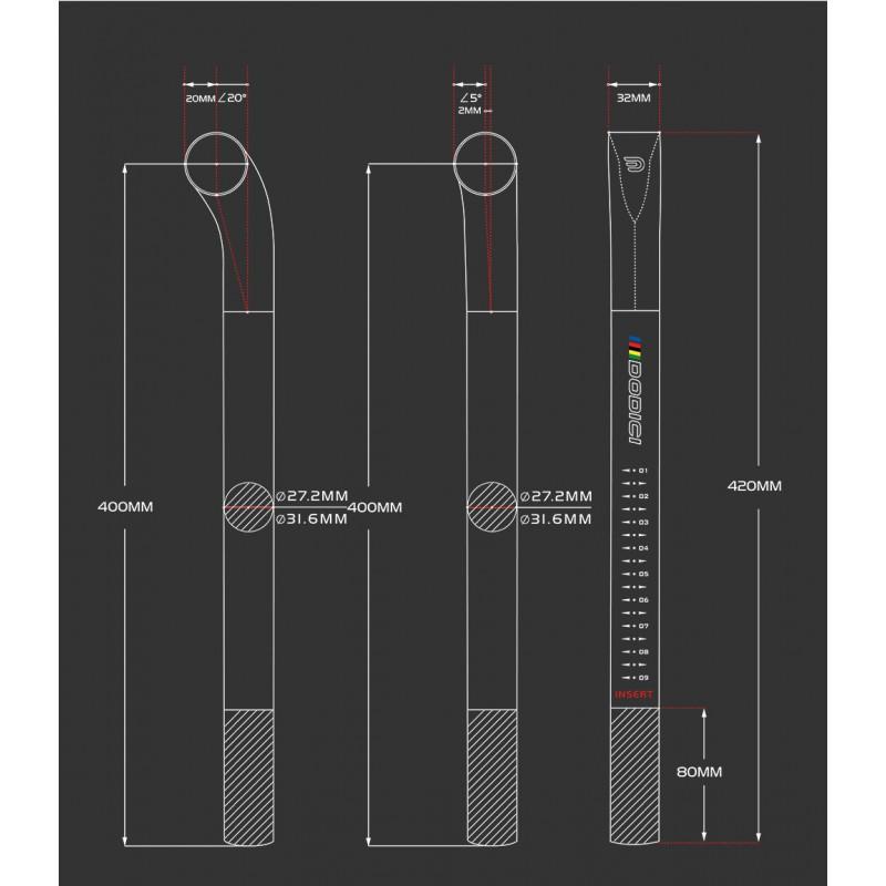 Carbon Fiber Bicycle Seat Post With 5 20 Offset Round Head Clamp Included 27.2mm/31.6mm Diameter