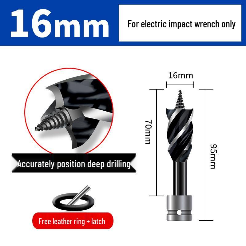 High Hardness Electric Wrench Drill Bit for Woodworking - Four-Flute, Four-Edge Wood Board Hole Enlarger