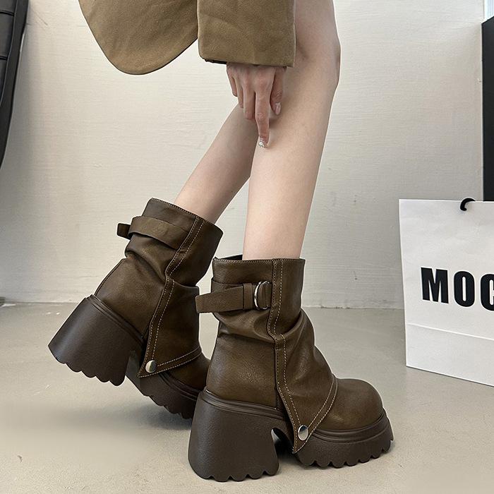 

Новая обувь большого размера для женщин 41-43 британские складные ботинки-мартины на платформе женские осенне-зимние ботильоны Майяр 42 хаки