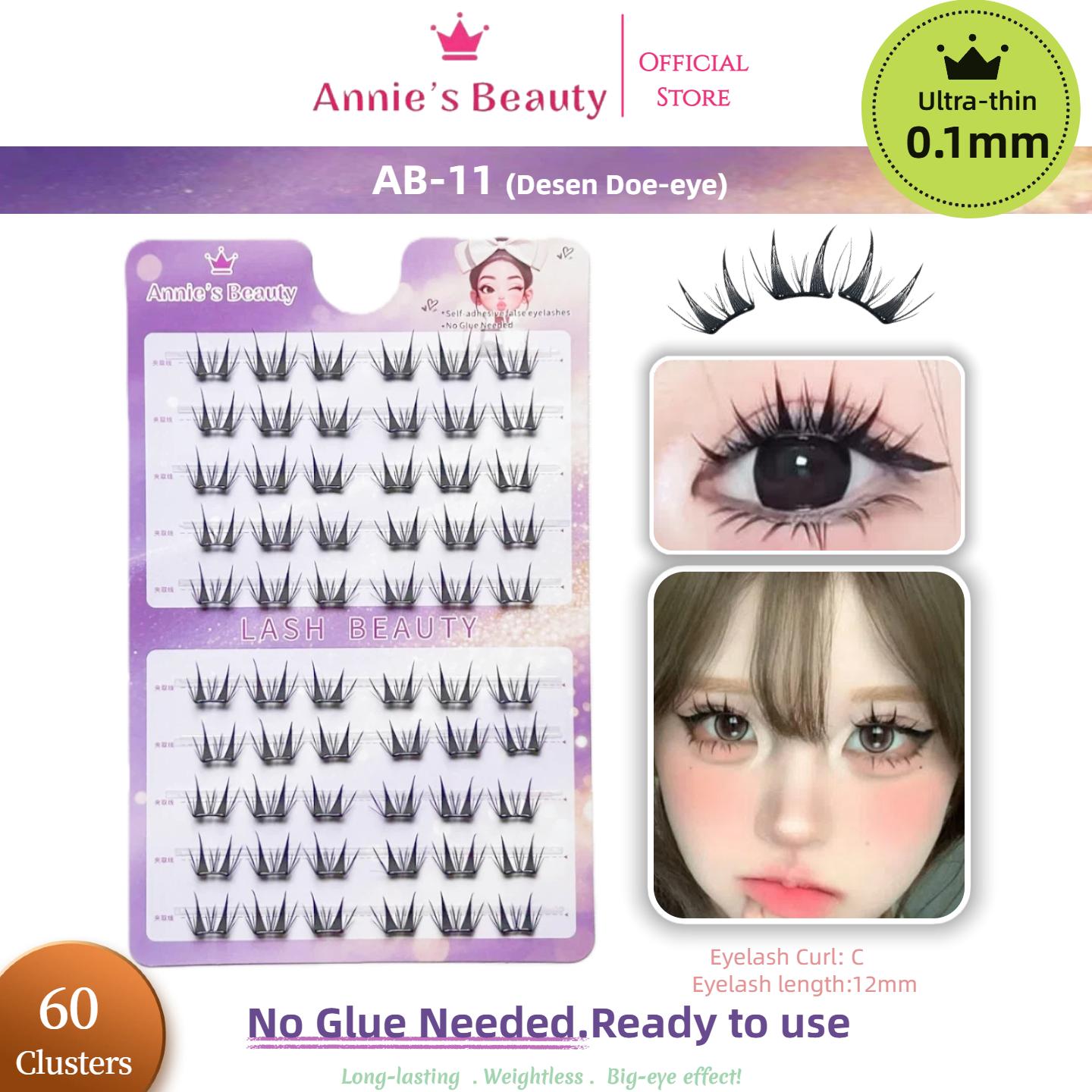 

100-240 Пучковые самоклеящиеся накладные ресницы, без клея, 11-16 мм, C+ изгиб, многоразовые, долговечные, водостойкие, ветроустойчивые, ленивые одинарные пучковые ресницы AB-11