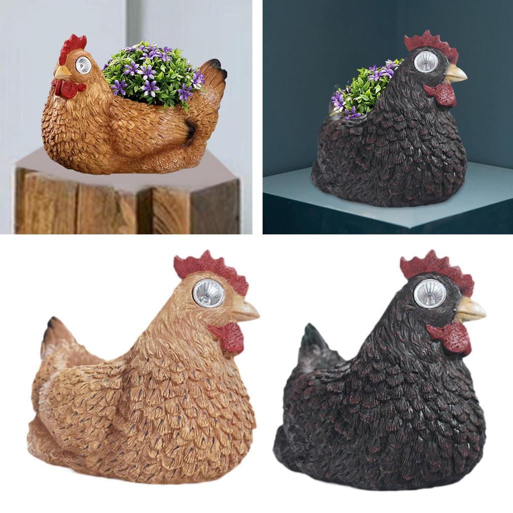 Chicken Flower Pot Multiuse Chicken Sculpture Home Ornament Patios Resin Plant Pot for Kitchen Indoor Backyard Office Desk