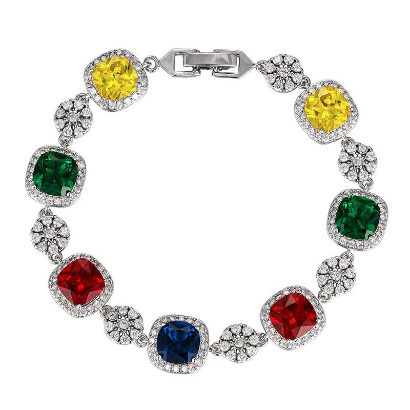 Jewelry Retro Simulation Color Treasure Light Luxury Full Diamond Bracelet Bracelet Jewelry Heroine Stone 8 * 8