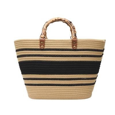 Muzhilun Women's Woven Straw Bag, Large Woven Bag, Handmade Woven Basket with Handles, Bamboo Tote Bag for Summer Beach, Beach Basket with Handles,