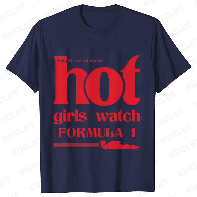 Hot Girls Watch Formula Racing Car Pattern T-shirts Women Clothing Fashion Casual Graphic Tops Trend Harajuku Short Sleeve Tees