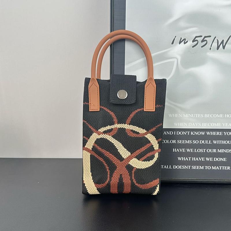 2025 New Chinoiserie Fashion Knitted Mini Square Handbag Women Mobile Phone Shoulder Bags Girls Cute Gift Outdoor Crossbody Bag