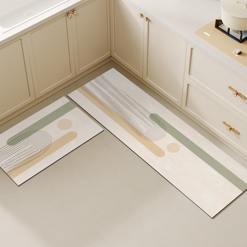 Kitchen Floor Mat Non-slip Oil-proof Carpet Pvc Leather Waterproof Foot Mats Wipeable No-clean Rug Long Strip Decoration Carpets