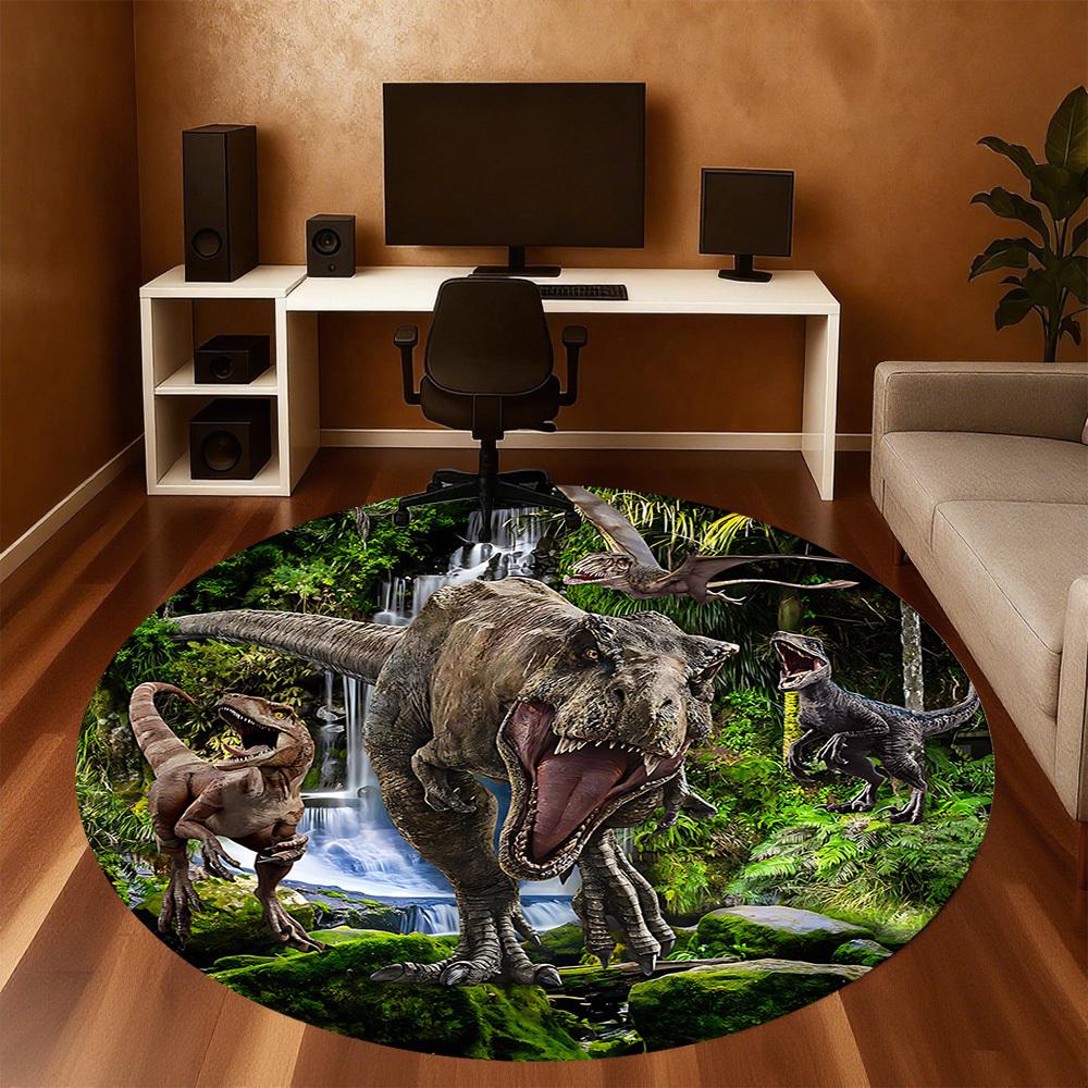 1pc dinosaur prehistoric Round Chair mat Area Rug - Non-Slip, Floor Mat for Office, Bedroom, and Indoor Decor c1125319