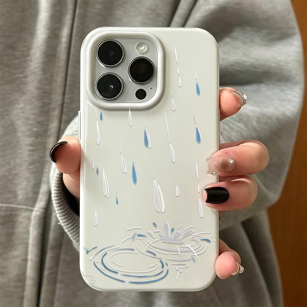 Чехол для телефона Капли дождя и брызги для iPhone 13 12 11 17 16 15 Pro Max 14 Plus 17Air Coque Чехол для телефона Легкий Funda iphone 7Or8 белый