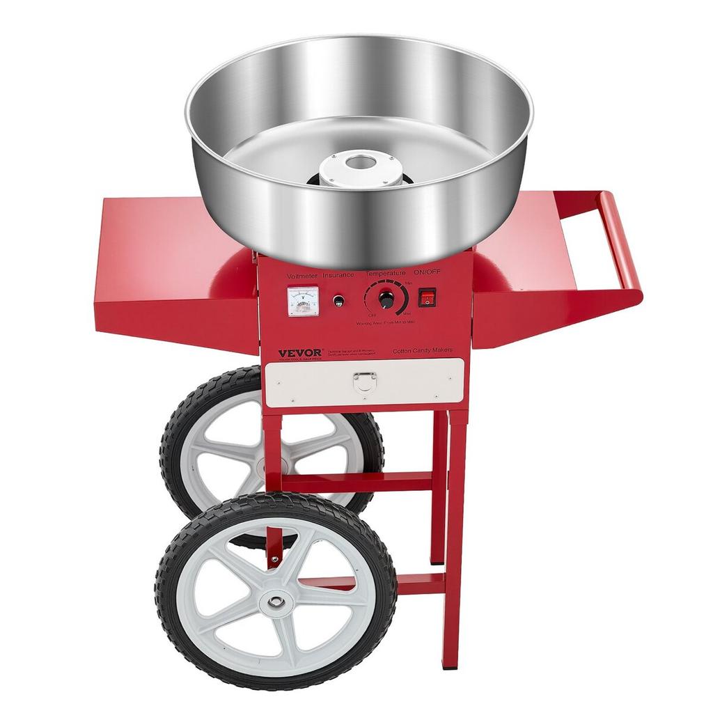 Commercial Cotton Candy Machine with Cart Sugar Floss Maker 1000W Red