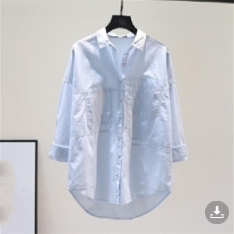 Femei cămașă casual cu buzunar dublu față scurt spate lung cămașă albă femei vrac literar BF vânt cămașă casual temperament maree elegant la modă top