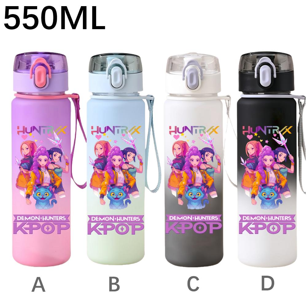 550ML KPop Demon Hunters Cartoon Print Sport Water Bottle Leak Proof Water Cup Outdoor Sports Drinking Bottle Birthday Gifts