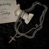 Necklace Men's Hip Hop Niche Double Layer Design Clavicle Chain Accessories Tide