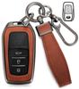 Car Key Genuine Leather Key Cover for Leather X Metal Zinc Scratch Breakdown Stain Does Not Interfere with Radio Shock Key Gift Box Case, Toyota,