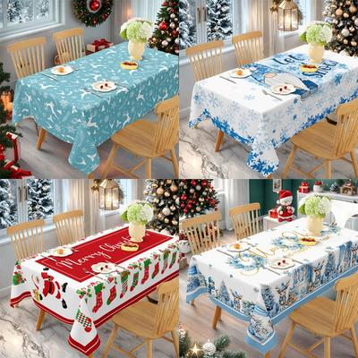 2025 Christmas New Tablecloth Waterproof and Dustproof Holiday Decoration Table Cloth Fabric Printing Multi Purpose Rectangular