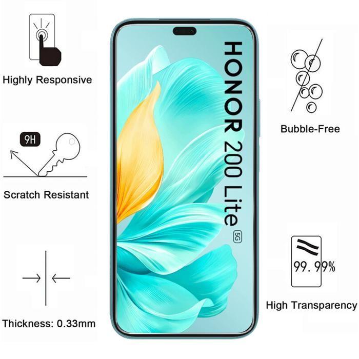 Case and 2 Tempered Glass - Phonillico - Honor 200 Lite 5G - Flexible - Transparent - Scratch Resistant
