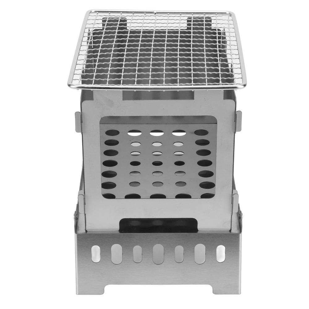 Portable Folding Backpacking Stove Stainless Steel Windproof Wood Burning Stove  Hiking
