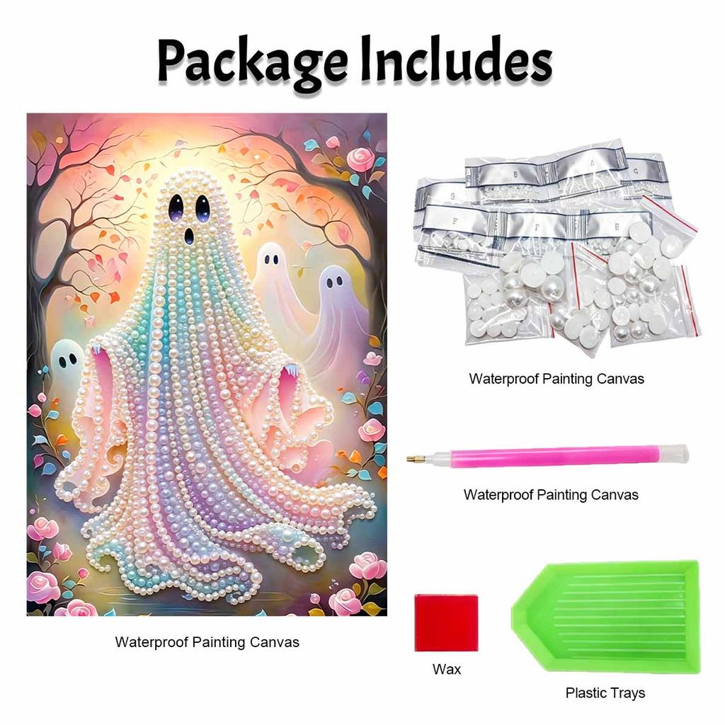 Halloween Pearl Painting Art Full Pearl Handmade Diy Home Decorations Ghost Flower Forest Aesthetic Wall Decor Craft Hobby Gift